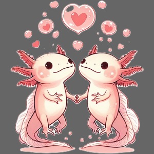 Axolotl Love: Cute Aquatic Creatures Holding Hands