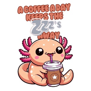 Coffee Drinking Cute Baby Axolotl