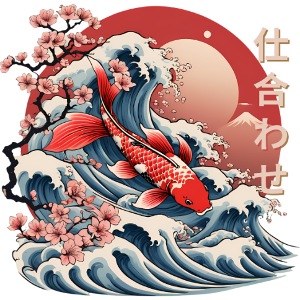 Majestic Koi Fish Ukiyo-e Japanese Design