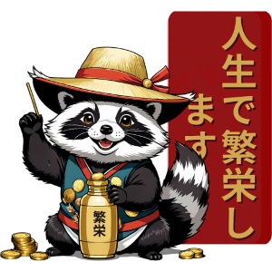 Lucky Tanuki: Playful Japanese Raccoon Design