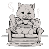 Coffee Cat In Comfy Chair
