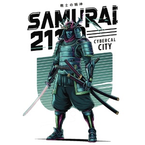 Cyber Samurai 2110: Glowing Katana Warrior