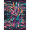 Vibrant Halftone Skyline Conceptual Art