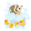 hedgehog, bubbles and Rubber Duckies
