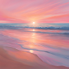 Pink Sunset Ocean Scene