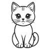 Outline Cat Detailed Cat Face