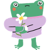 Shy Frog with Flower