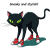Midnight Cat in Red Sneakers