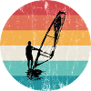 Retro Windsurf Sunset Circle