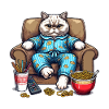 Cozy Cat in Blue Pajamas
