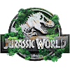 Jurassic World logo with T-Rex and trees