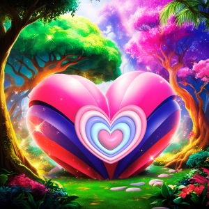 Double heart, fantasy, landscapes enjoy the magic