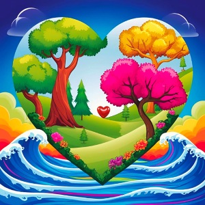 Heart, fantasy, landscapes, nature, fantasy