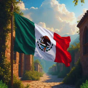 Mexican flag in Magical Town and Nature