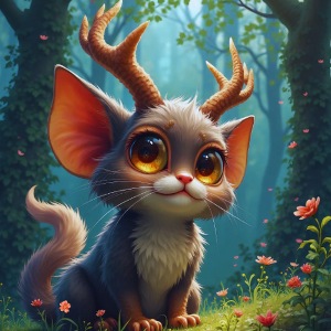 Magical Forest Creature with Deer Horns