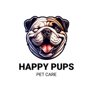 Happy Pups Pet Care - Bulldog Mascot Design