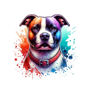 American Staffordshire Terrier Watercolor Portrait