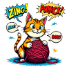 Playful Comic Cat
