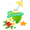 Tropical Summer Coconut with Flowers