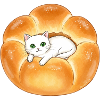Whimsical Cat in Bread Illustration