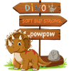 Cute Dinosaur with Playful Signpost