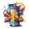 Vibrant Graffiti Spray Can Artwork