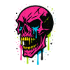 Neon Graffiti Skull Art