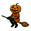 Pumpkinhead Witch on Broom