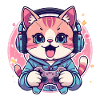 Pixel Purring Gamer Kitty