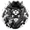 Noir Cat Gangster in Suit