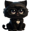Black Kitty Glasses Heart Pendant