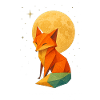 Low-Poly Fox Moonlit Night