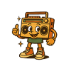 Cheery Boombox Mascot in Sneakers