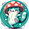 Whimsy Mushroom Hat Cat
