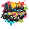 Retro Splash Neon Car