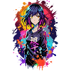 Neon Splash Anime Portrait