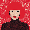 Crimson Pop Art Halftone Portrait