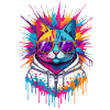 Neon Splash Cat Hoodie