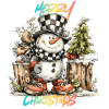 Checkerboard Snowman Christmas Tee