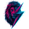 Glitched lion thunderbolt mix