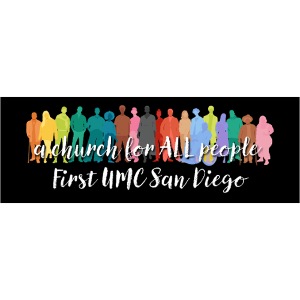 a church for all people - with colorful graphic