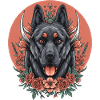 Floral Wolfdog Circle