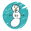Whimsical Snowman on Cyan Swirl