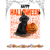 Black Cat and Pumpkin Halloween