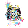 Astronaut Cat Neon Splash