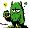 Grumpy Green Monster with Mug