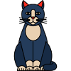 Blue Cat Illustration with Cream Belly