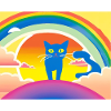 Blue Cat Rainbow Sunset