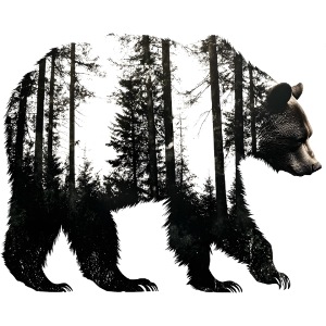 Evergreen Bear Silhouette