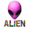Neon Alien Word Mosaic